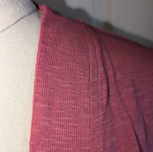 Logo by Lori Goldstein Open Front 100% Cotton Slub Knit/Eyelet Vest Salmon NWOT - Picture 3 of 9